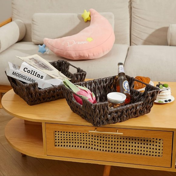 13.75" x 11" x 5" 2 Wicker Water Hyacinth Storage Basket with Built-in Handles - Picture 7 of 7